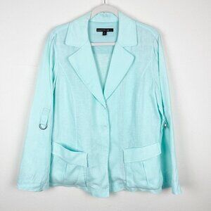 NEW Lafayette 148 100% Linen Aqua Jacket